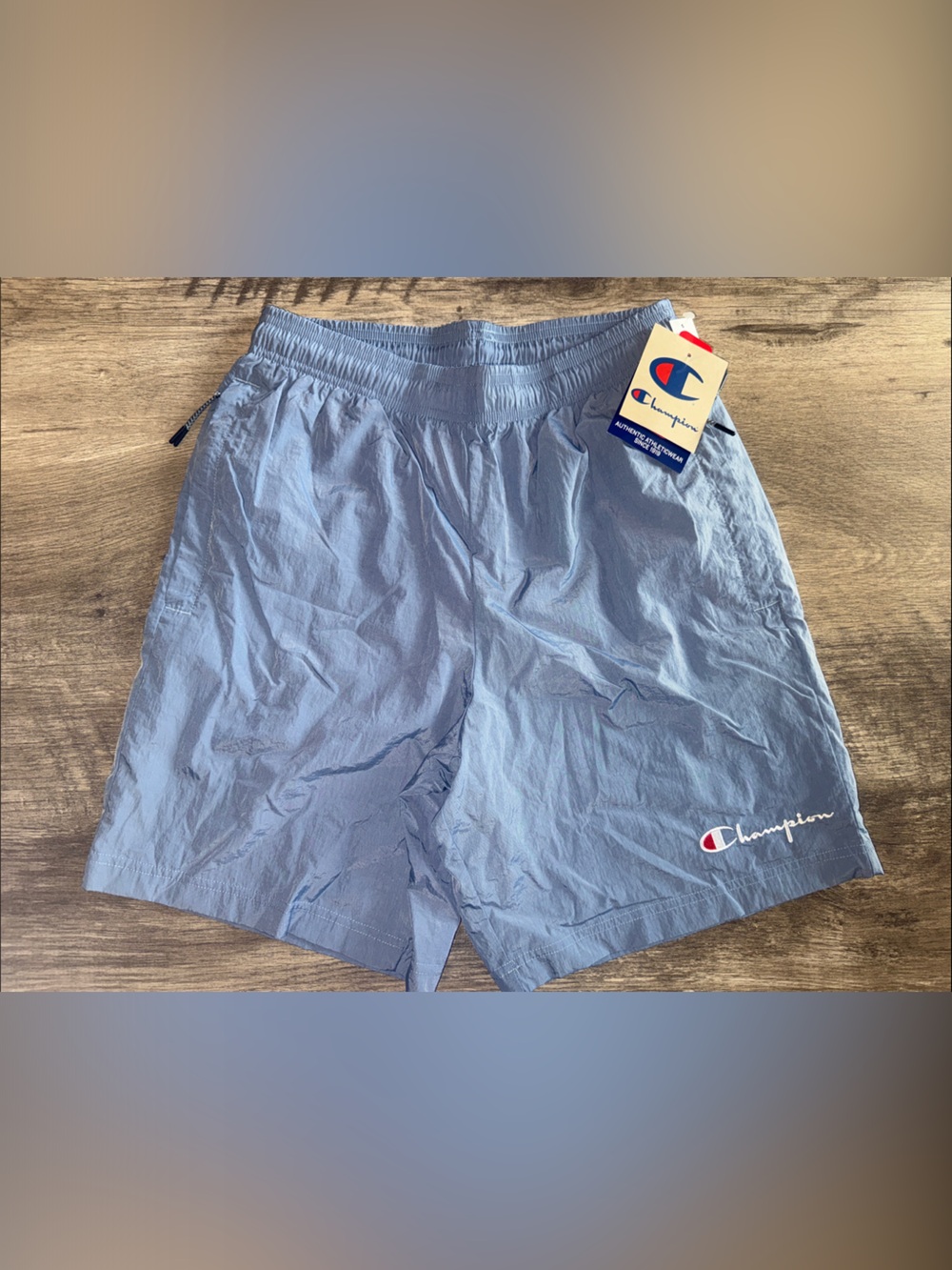 Champion Light Blue Swim Trunks with Embroidered Logo